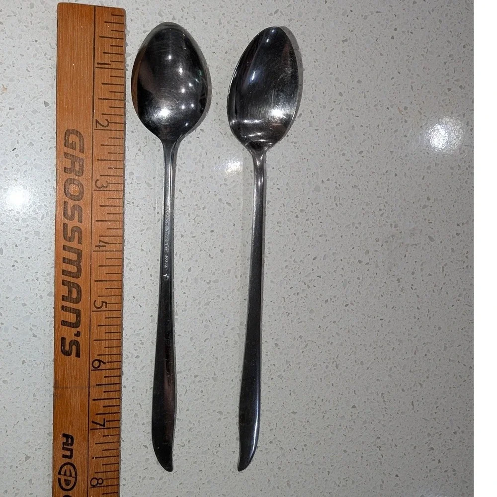 Linmark Iced Tea Spoons Silver Stainless Steel Long Handle Set of 8 Vintage